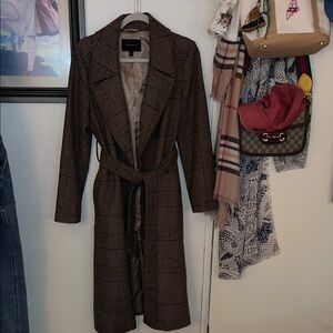 Banana Republic Checkered Brown Trench Coat
